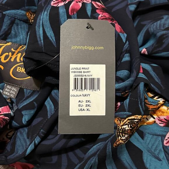 Johnny Bigg Shirt Size Button Short Sleeve Jungle Print, Size XL NWT - Picture 8 of 8